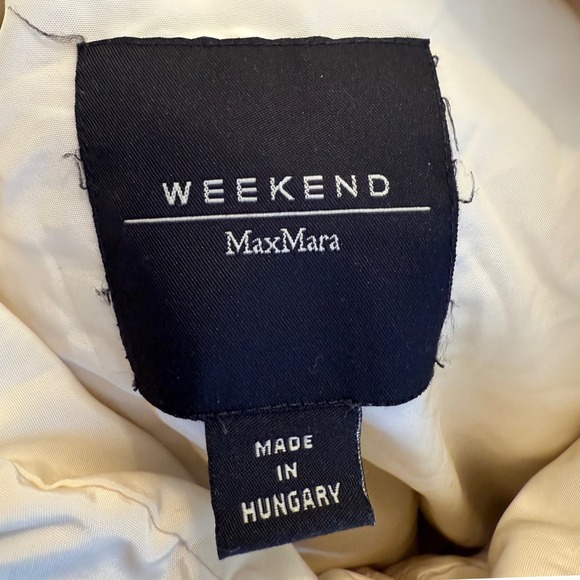 Weekend MaxMara Down Filled Long Length Belted Fur Trim Hood Women's Size 4 - Picture 5 of 14